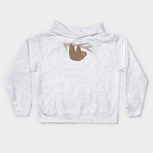 Sloth Climbing a Tree Branch Kids Hoodie by saradaboru